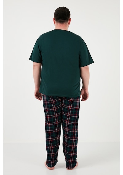 Buratti Pamuklu Regular Fit Büyük Beden Erkek Pijama Takımı 6572002B Yeşil