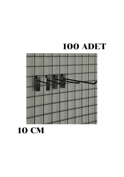 100 adet 10 Cm Tel Pano Kancası Raf Askısı Siyah