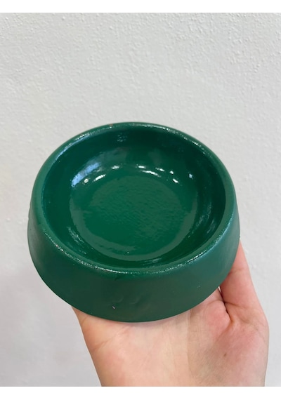 Pati Desen Model Beton Kedi Köpek Mama Ve Su Kabı 13 Cm Çap X 4 Cm - Yeşil
