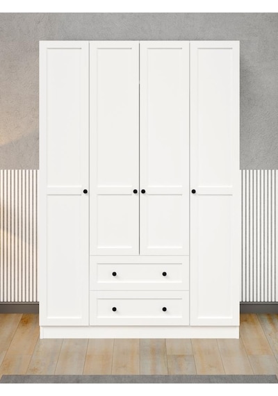 Kuzeylife Viena Modern Tasarımlı Membran Kapaklı 4 Kapılı Gardırop (50 cm Derinlik)