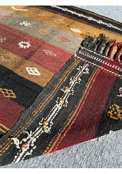 Burak Halı El Dokuma Dekoratif Kilim 92 x 123 Kök Boya Kiremit Kırmızı