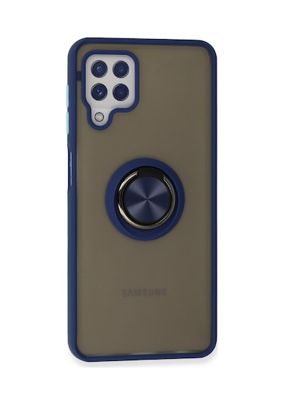 Samsung Galaxy Uyumlu   A22 Kılıf Montreal Yüzüklü Silikon Kapak - Lacivert