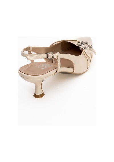 Luvishoes Luvi Shoes Woss Bej Cilt Kemer Detaylı Kadın Topuklu Ayakkabı BEJ CILT Bej