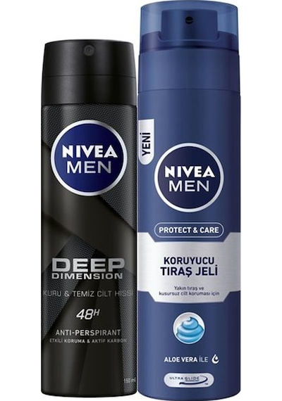 Nivea Men Protect & Care Koruyucu Tıraş Jeli 200 ML + Deep Dimension Deosprey 150 ML