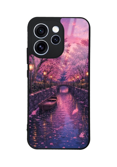 Oppo Reno 15 Pro Sakura Twilight Canal Tasarımlı Glossy Telefon Kılıfı Pink