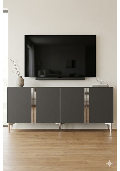 Ka1898as Anka Konsol Ve Tv Sehpası Antrasit-silver 180cm
