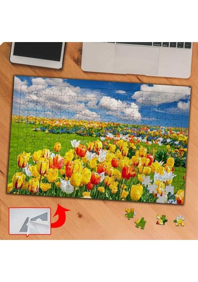 Renkli Çiçekler Lale Peyzajı 240 Parça Puzzle Yapboz-ks70230