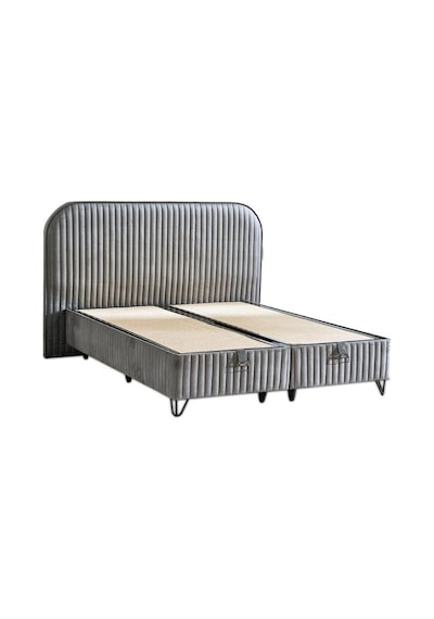 Line Visco Lüks Baza Ve Başlık Seti 140x190 Cm Çift Kişilik Baza Ve Başlık Takımı Koyu Gri Babyface