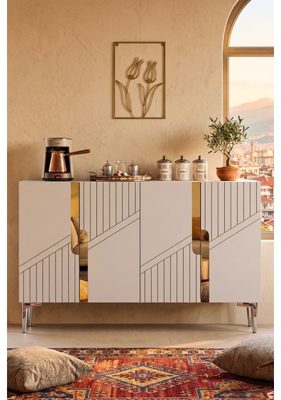 Ka1228bs Evva120 Konsol, Kahve Köşesi Ve Tv Sehpası, Çok Amaçlı Dolap Beyaz - Sılver 120cm Ka1228bs Evva120 Konsol, Kahve Köşesi Ve Tv Sehpası, Çok Amaçlı Dolap Beyaz - Sılver 120cm