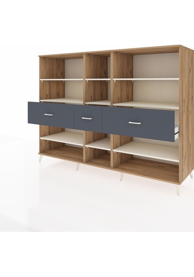 Kronos Dolap 9 Raflı 3 Çekmeceli 220x59x163 Çam-aytaşı/antrasit Çam-aytaşı/antrasit Kronos Dolap 9 Raflı 3 Çekmeceli 220x59x163 Çam-aytaşı/antrasit Çam-aytaşı/antrasit