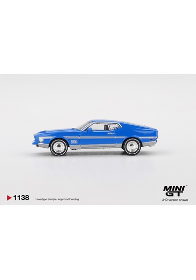 1:64 Ölçek Mini Gt Ford Mustang Mach 1 Grabber Blue Diecast Metal Minyatür Model Araba 5cm