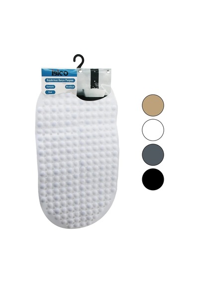Renkli Vantuzlu Kaydırmaz Banyo Paspası Oval Top Desenli 34x65cm 21 x 21