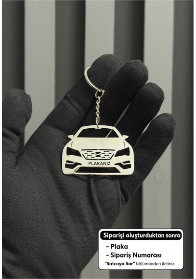 Plakanıza Özel Seat Leon Paslanmaz Çelik Anahtarlık