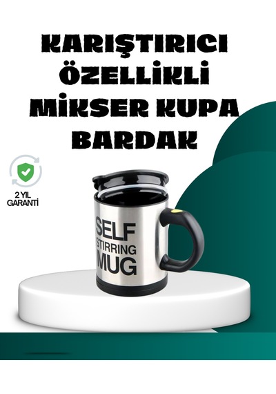 Otomatik Karıştırmalı Termos Kupa Ergonomik Tasarım Ahşap