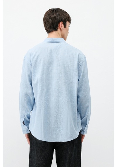 Vamos Oversize Dikiş Detaylı Gömlek Bebe Mavi