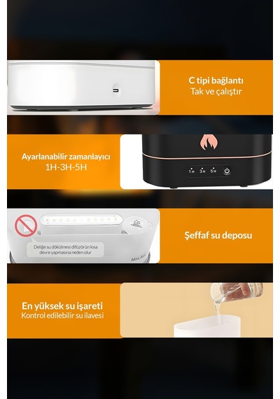 Alev Efektli Ultrasonik Aroma Difüzör