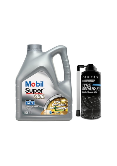Mobil Super 3000 XE 5W-30 Tam Sentetik Motor Yağı 4 L +  Lastik Tamir Kiti 300 ML