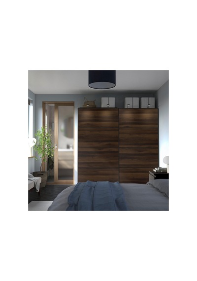 Ikea Mehamn Serisi, Sürgü Kapak, 100x201 Cm, Koyu Kahve-meşe Görünümlü