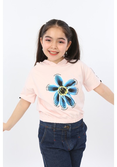 Toontoy Kids Toontoy Kız Çocuk Önü Çiçek Baskılı Tişört Pudra Toontoy Kids Toontoy Kız Çocuk Önü Çiçek Baskılı Tişört Pudra