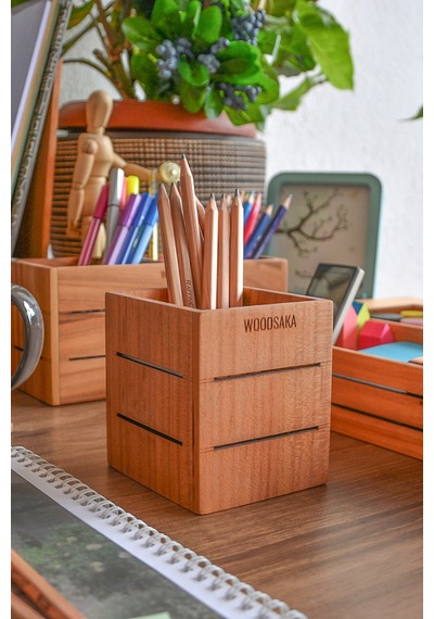 Woodsaka 3line Ahşap Kalem Kutusu - Kiraz