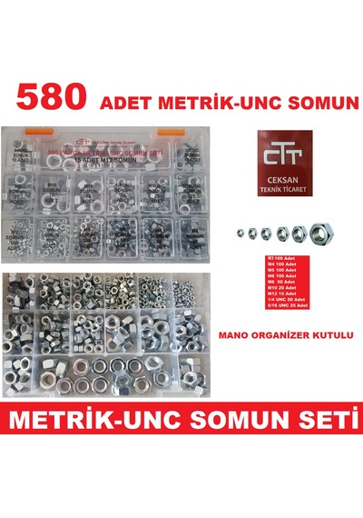 Somun Seti Metrik-Unc 580 Parça Set