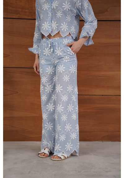 Verymoda D 2913 Nakışlı Pantolon D2913 Mavi