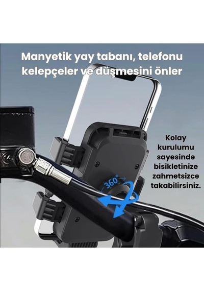 Motosiklet, Scooter, Bisiklet Uyumlu Ultra Sağlam Stabil Gidona Takılan Telefon Tutucu Çok Renkli