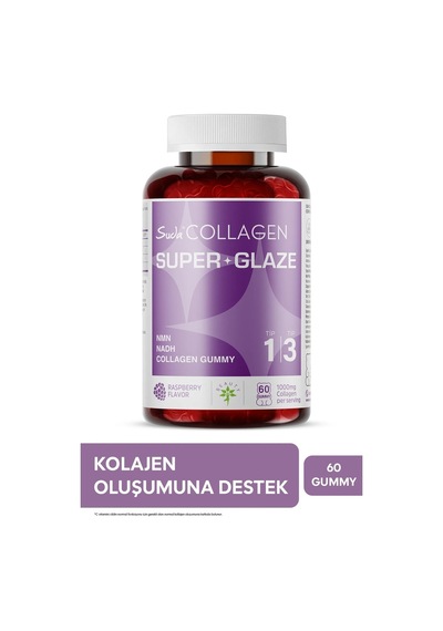 Suda Collagen Super Glaze 60 Gummy Kolajen Takviyesi Ahududu Aromalı Türkiye Menşeli