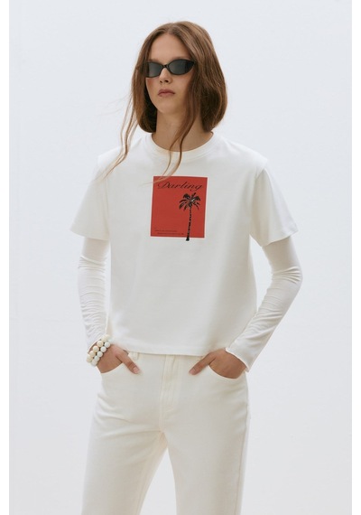 Suud Collection Ekru Darling Basic Tişört