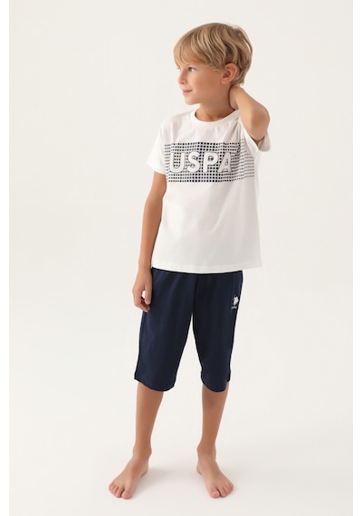 U.S. Polo Assn. Lisanslı Dotted Krem Erkek Çocuk Kapri Takım 5274-43177 Krem