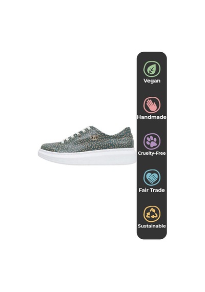Kadın Vegan Deri Mavi Günlük Sneakers - Lemur Tasarım Çok Renkli