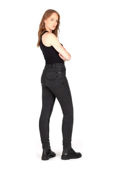 Knox Colton Skinny-fit Korumalı Denim Kadın Motosiklet Pantolonu Kısa Bacak Koyu Gri