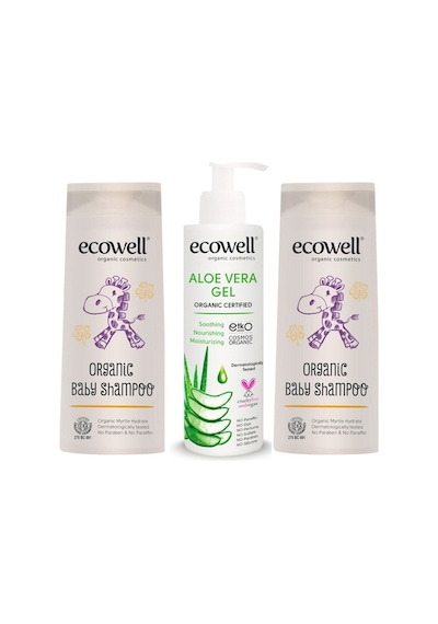 Ecowell Organik Bebek Şampuanı 300 ML x 2 + Organik Aloe Vera Jel 200 ML
