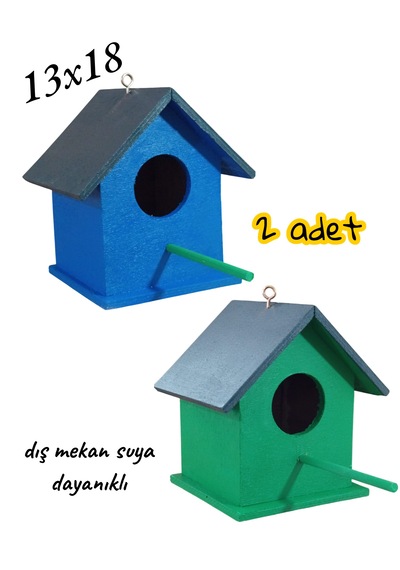 Ahşap Kuş Yuvası Kuş Evi 2 Adet 13x18