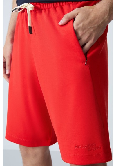 Air Jones Tommy Life Fiesta Pamuklu Kalın Yumuşak Dokulu Standart Fit Basic Erkek Şort - 81276 Kırmızı