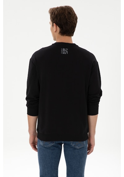 U.S. Polo Assn. Erkek Comfort Fit Bisiklet Yaka Siyah İnce Sweatshirt 50316378-VR046
