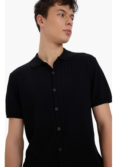 DeFacto Standart Fit Polo Yaka Kısa Kollu Siyah Triko Tişört E4603AX25SMBK27