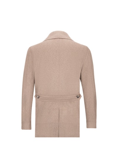 Hatemoğlu Vizon Slim Fit Kruvaze Yünlü Kaşe Kaban 2981711 Vizon