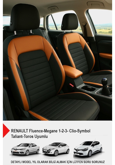 Mocha Taytüyü Oto Koltuk Kılıfı Renault Fluence-megan 1-2-3-clio-symbol-taliant-toros Taba