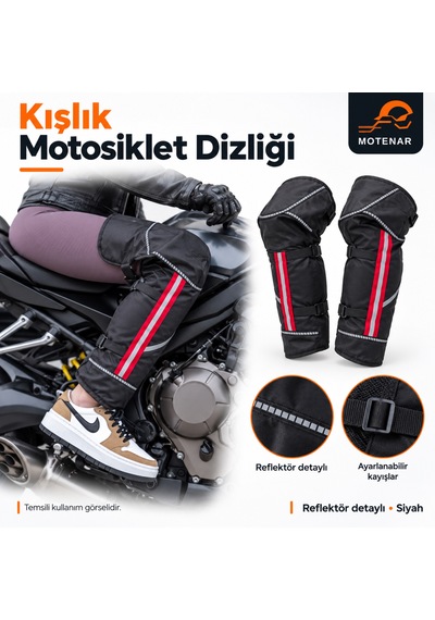 Motenar Kışlık Motosiklet Dizliği Reflektör Detaylı Siyah