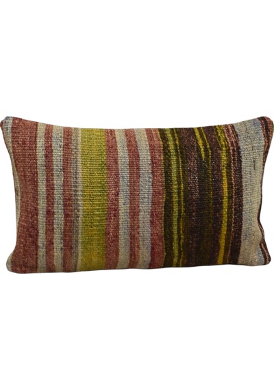 Zehra Abla Halı Yeni El Dokuma Dekoratif Lumbar Kilim Kırlent Yastık Kılıfı 6119