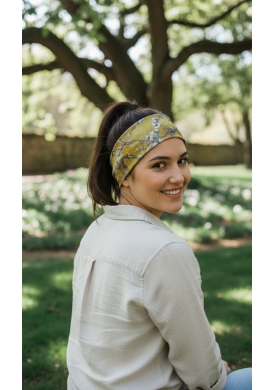 Golden Blossom Desen 70 70cm Bandana/fular Çok Renkli