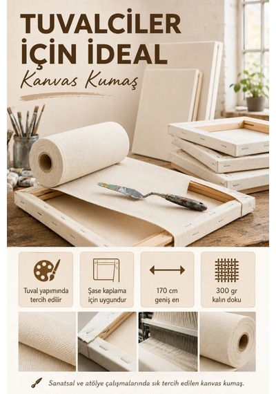 Kanvas Kumaş, Çanta , Tuval, Punch, Nakış, Branda Ve Güneşlik Yapımına Uygun En : 170cm Bej