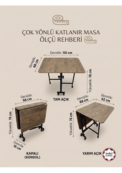 Evko Mobilya Katlanır Masa, Mutfak Masası, Tekerlekli Masa, Açılır Kapanır Masa, Yemek Masası, Portatif Masa Ceviz Evko Mobilya Katlanır Masa, Mutfak Masası, Tekerlekli Masa, Açılır Kapanır Masa, Yemek Masası, Portatif Masa Ceviz
