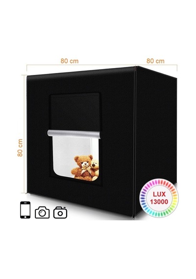 Kenly Profesyonel Stüdyo Led Işıklı Ürün Fotoğraf Çekim Çadırı 80 x 80 CM