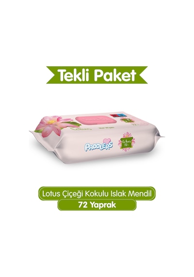 Lotus Çiçeği Kokulu Islak Mendil 72 Yaprak - Yumuşak Dokulu %0 Alkol