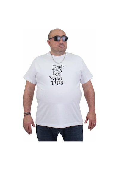 Starbattal Erkek Büyük Beden Sıfır Yaka Tişört Cool Boys 24125 Beyaz-Beyaz