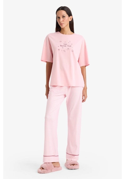 Defacto Baskılı Kısa Kollu Pijama Üstü G1720ax26sppn149 Pembe-pn149