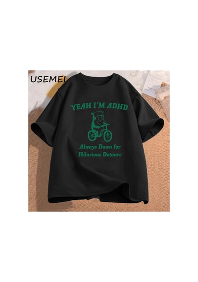 Tarzsokak Komik Grafik T Shirt Erkekler Evet Ben Adhd Rakun Meme T Shirt Unisex Moda Rahat O-boyun Boy 2847 S