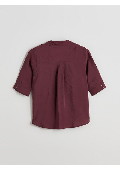 Lcwaıkıkı Classic Bordo Gömlek Yaka Modal Karışımlı Bluz